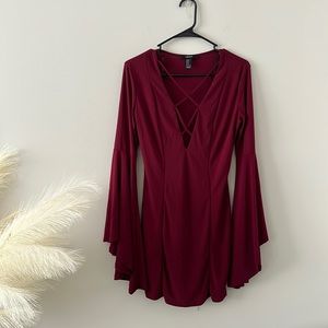Burgundy Long Sleeve Dress